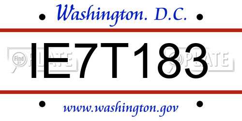 IE7T183 District Of Columbia License Plate