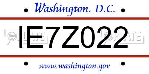 IE7Z022 District Of Columbia License Plate