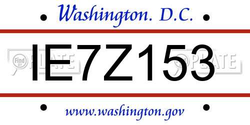 IE7Z153 District Of Columbia License Plate