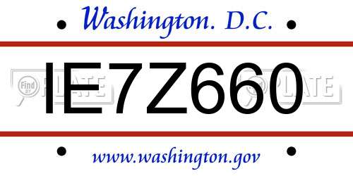 IE7Z660 District Of Columbia License Plate