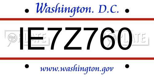 IE7Z760 District Of Columbia License Plate