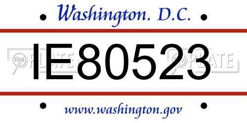 IE80523 District Of Columbia License Plate