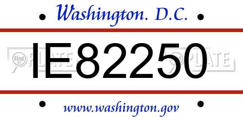 IE82250 District Of Columbia License Plate