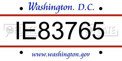 IE83765 District Of Columbia License Plate