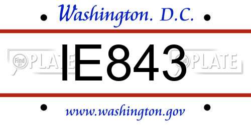 IE843 District Of Columbia License Plate