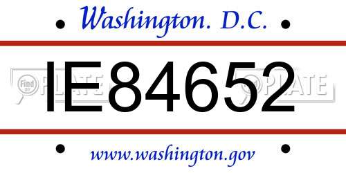 IE84652 District Of Columbia License Plate