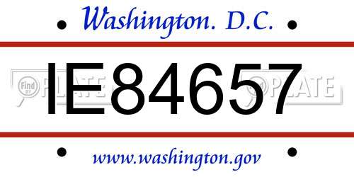 IE84657 District Of Columbia License Plate
