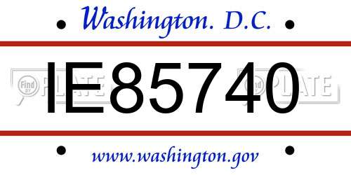 IE85740 District Of Columbia License Plate
