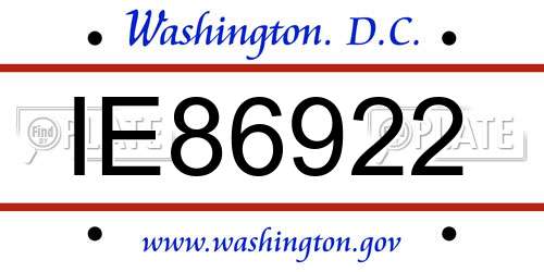 IE86922 District Of Columbia License Plate