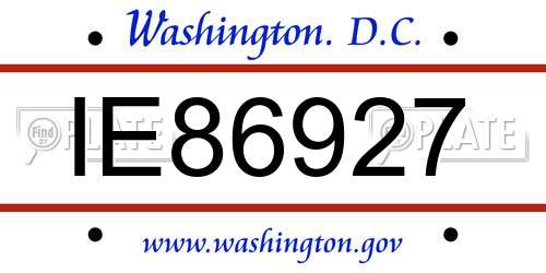 IE86927 District Of Columbia License Plate