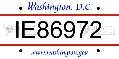 IE86972 District Of Columbia License Plate