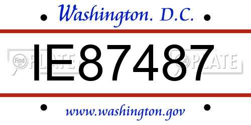 IE87487 District Of Columbia License Plate