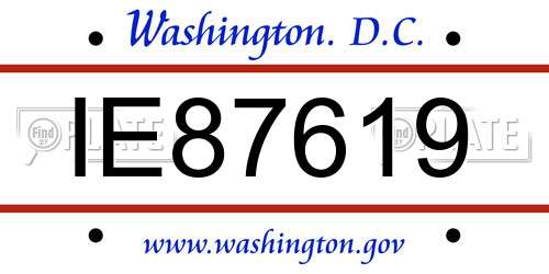 IE87619 District Of Columbia License Plate