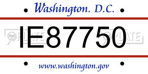IE87750 District Of Columbia License Plate