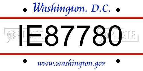 IE87780 District Of Columbia License Plate