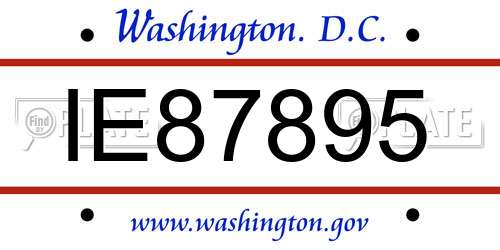 IE87895 District Of Columbia License Plate