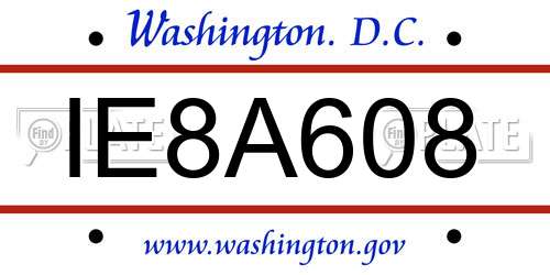 IE8A608 District Of Columbia License Plate