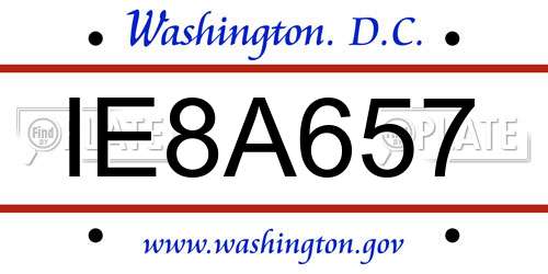 IE8A657 District Of Columbia License Plate
