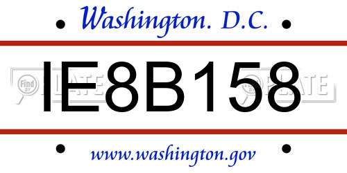 IE8B158 District Of Columbia License Plate