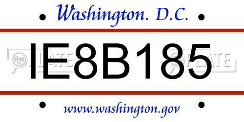 IE8B185 District Of Columbia License Plate