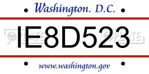 IE8D523 District Of Columbia License Plate