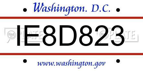IE8D823 District Of Columbia License Plate