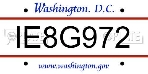 IE8G972 District Of Columbia License Plate