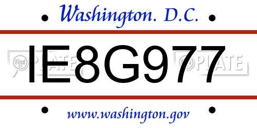IE8G977 District Of Columbia License Plate