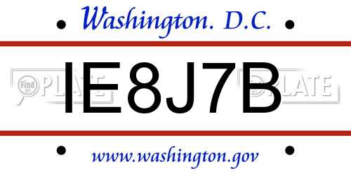 IE8J7B District Of Columbia License Plate