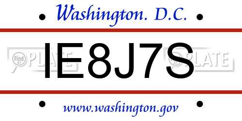 IE8J7S District Of Columbia License Plate