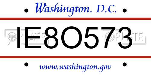 IE8O573 District Of Columbia License Plate