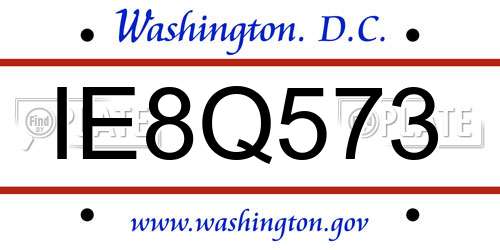 IE8Q573 District Of Columbia License Plate