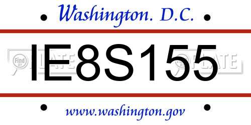 IE8S155 District Of Columbia License Plate