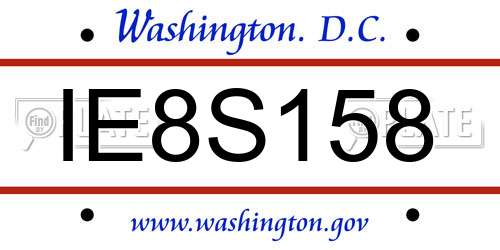 IE8S158 District Of Columbia License Plate