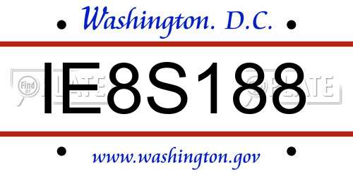 IE8S188 District Of Columbia License Plate