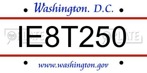 IE8T250 District Of Columbia License Plate