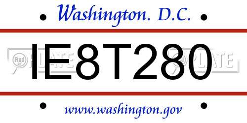 IE8T280 District Of Columbia License Plate