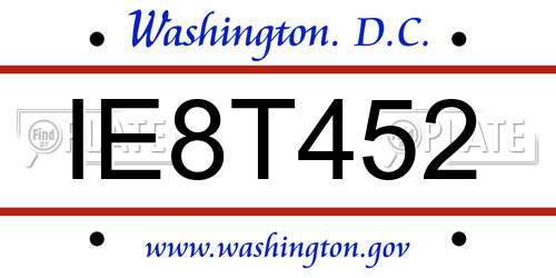 IE8T452 District Of Columbia License Plate