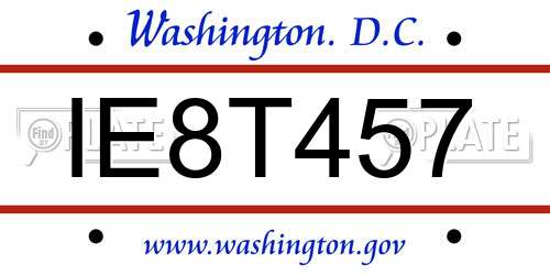 IE8T457 District Of Columbia License Plate