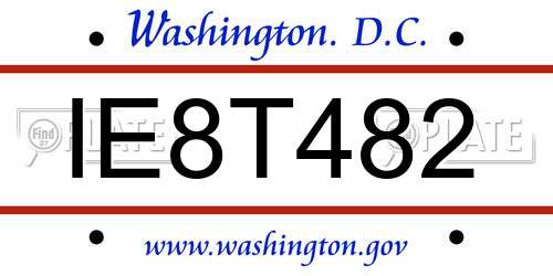 IE8T482 District Of Columbia License Plate
