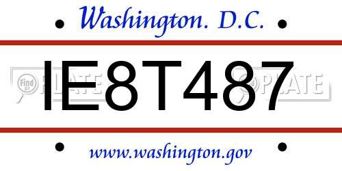 IE8T487 District Of Columbia License Plate