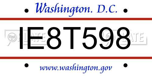 IE8T598 District Of Columbia License Plate