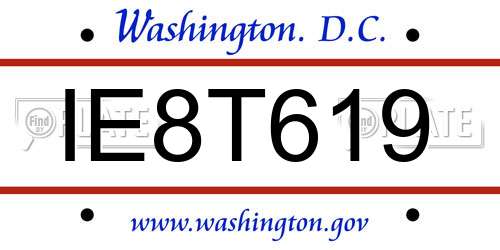 IE8T619 District Of Columbia License Plate