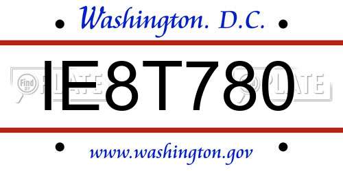 IE8T780 District Of Columbia License Plate