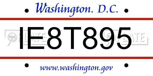 IE8T895 District Of Columbia License Plate