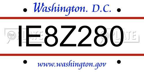 IE8Z280 District Of Columbia License Plate
