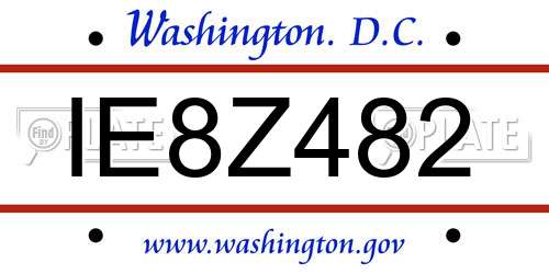 IE8Z482 District Of Columbia License Plate