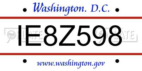 IE8Z598 District Of Columbia License Plate