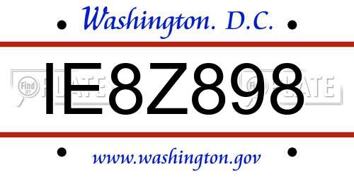 IE8Z898 District Of Columbia License Plate