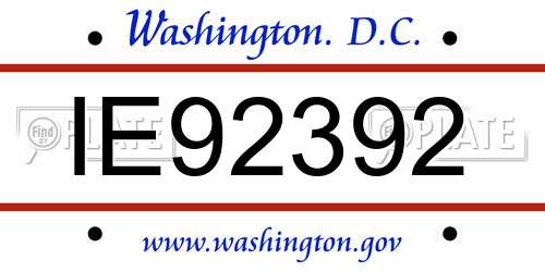 IE92392 District Of Columbia License Plate